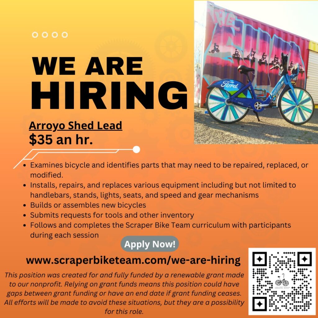 We are hiring Arroyo Shed Lead $35/hour